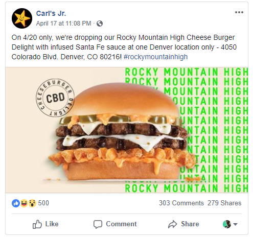 Carl's Jr. post on Facebook